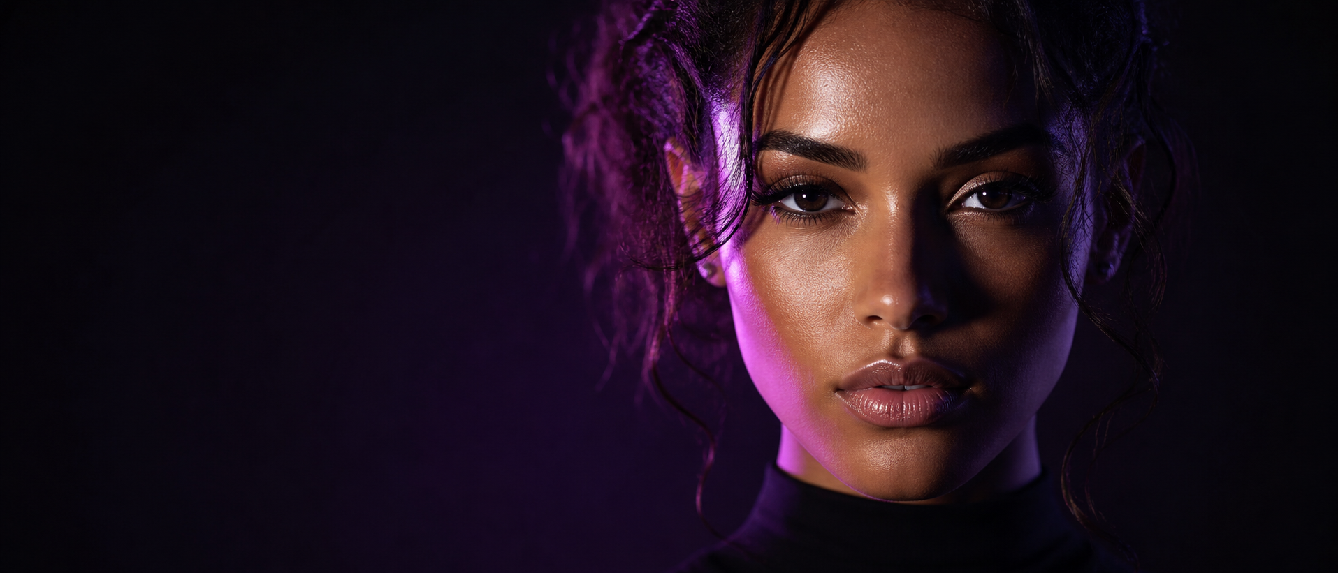 APN model under dramatic studio lighting